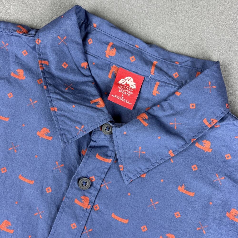 EASTERN MOUNTAIN SPORTS EMS poplin Cotton short sleeve camp shirt LARGE hiking